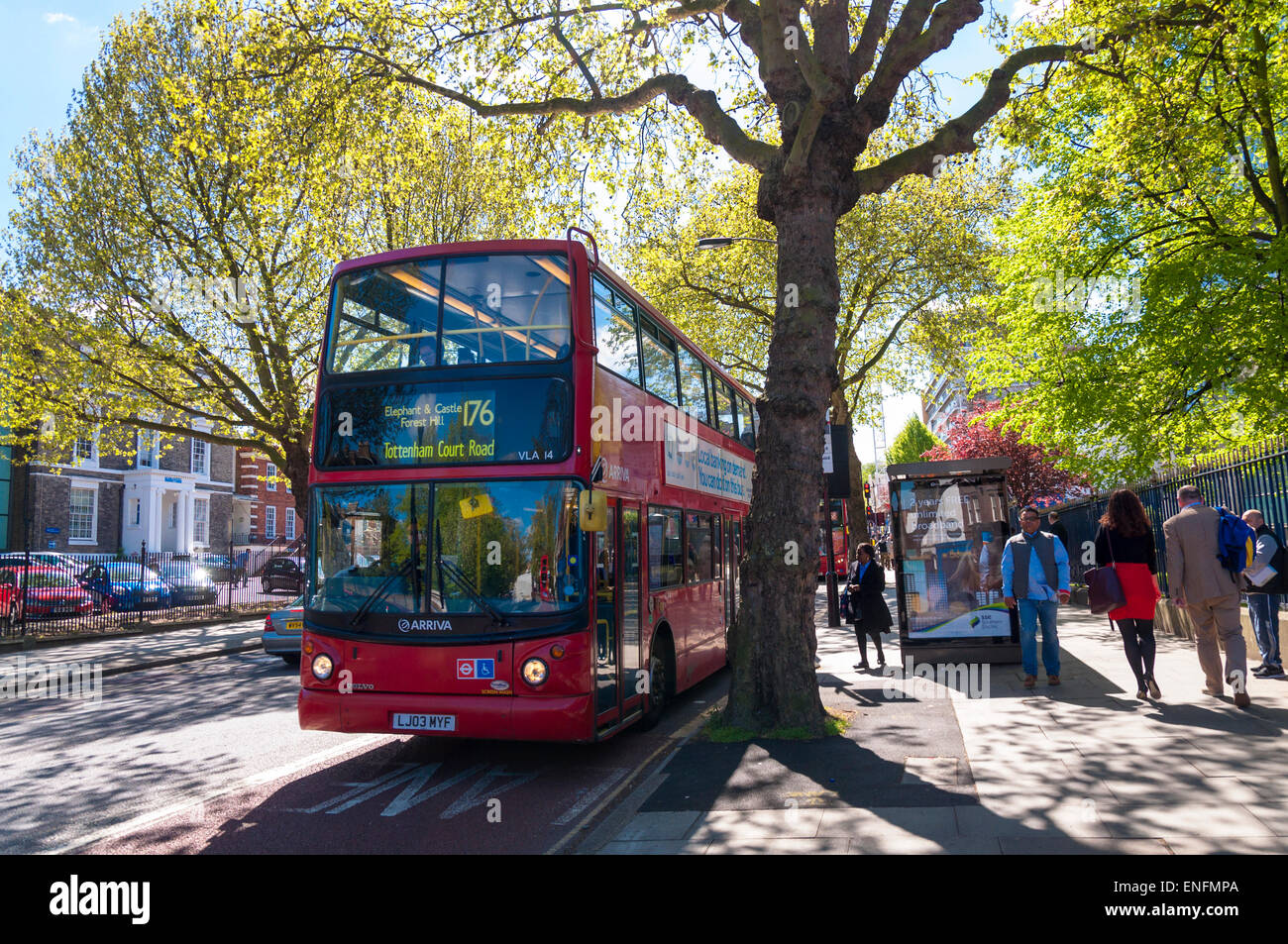 Number 176 bus in Denmark Hill London UK Stock Photo