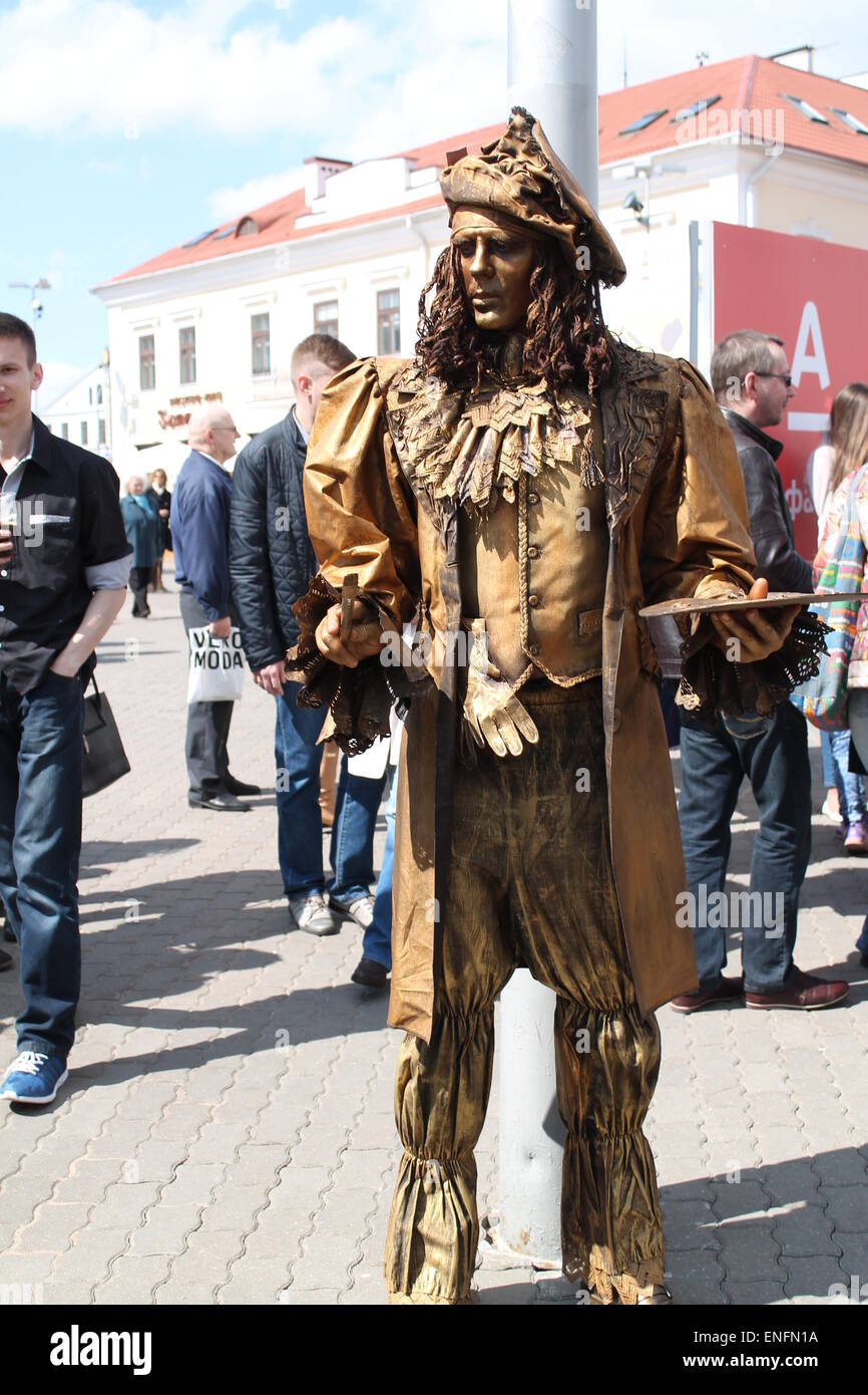 Painter on ||| Minsk Forum of Street Theaters, May, Minsk, 2015 Stock Photo