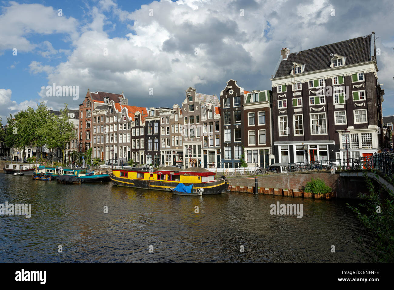 From Blauburgwal towards the Singel Canal, historic centre along the canals, Amsterdam, The Netherlands Stock Photo