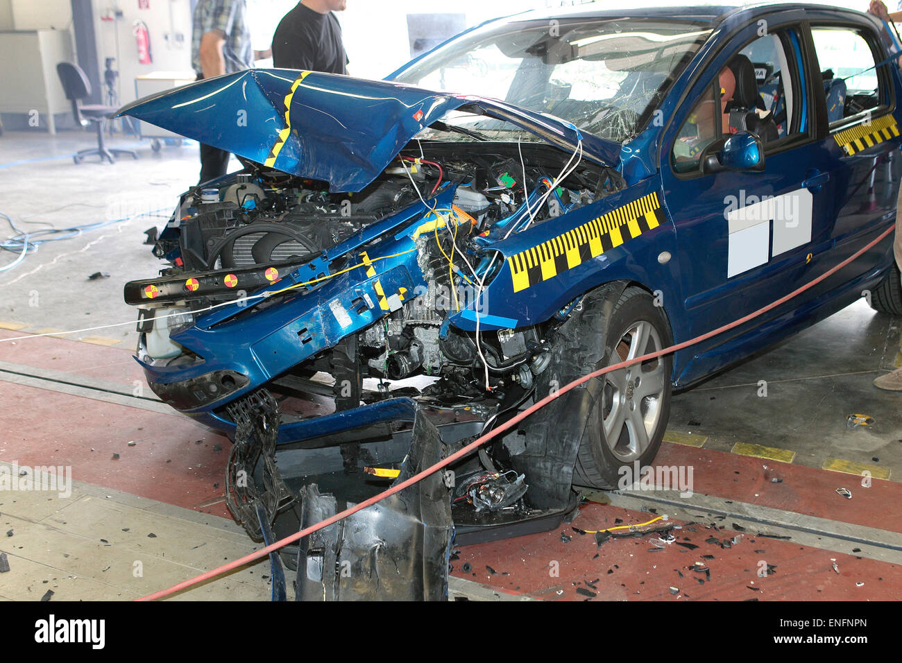 Car crash test, Bensberg, Bergisch Gladbach, North Rhine-Westphalia, Germany Stock Photo