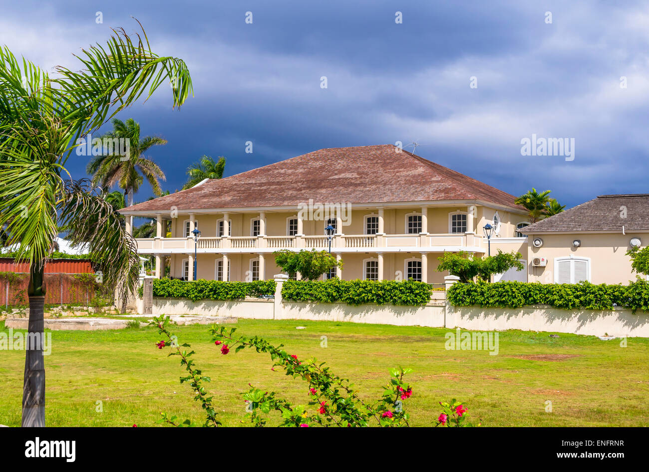 Colonial house, Falmouth, Trelawny Parish, Cornwall county, Jamaica Stock Photo