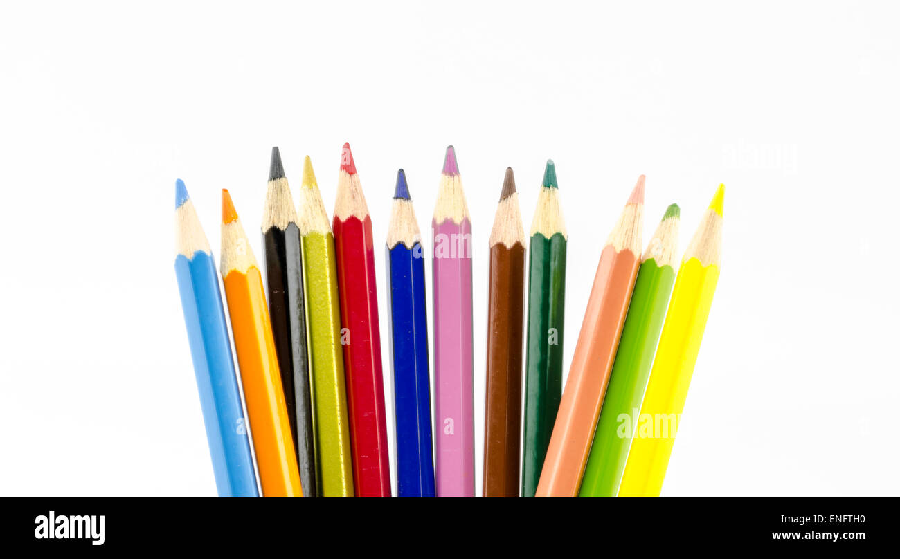 color pencils isolated on white background Stock Photo - Alamy
