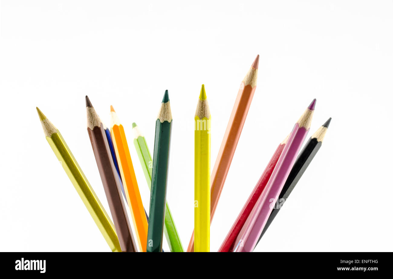 color pencils isolated on white background Stock Photo - Alamy