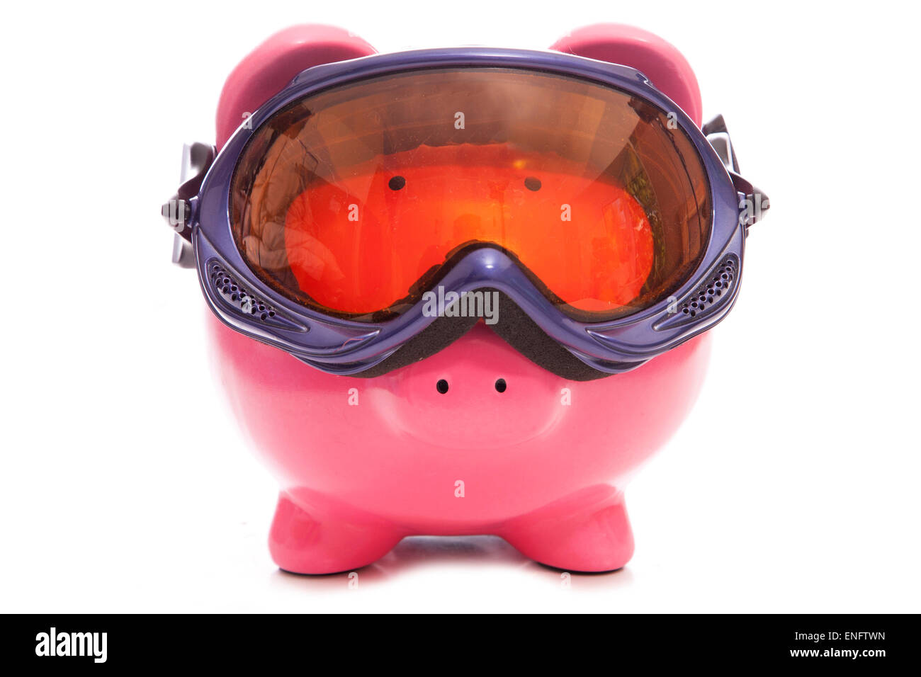 ski holiday deal piggy bank cutout Stock Photo