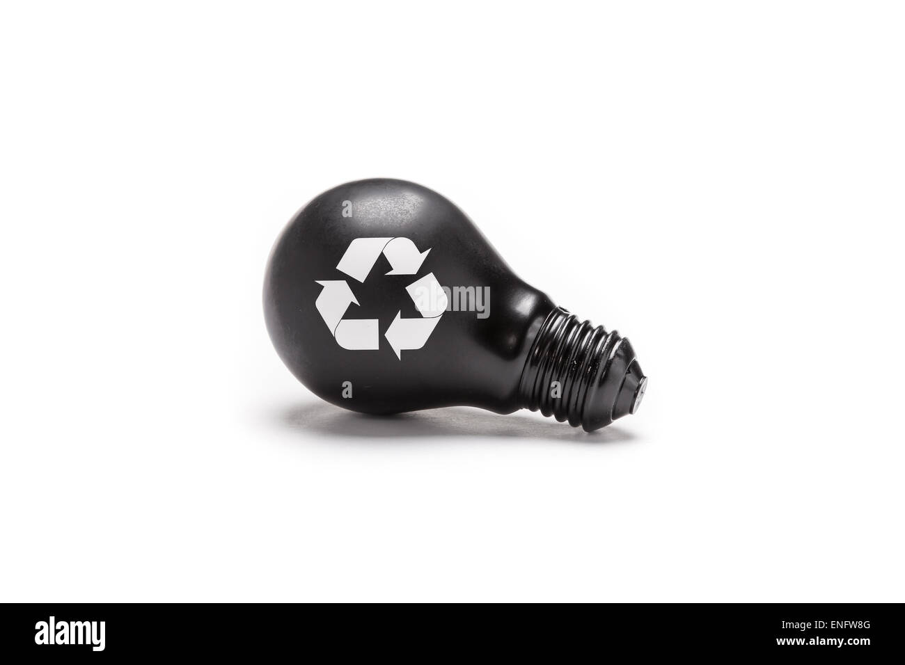 Painted light bulb with a recycle symbol on a white background for concept as energy and recycling Stock Photo