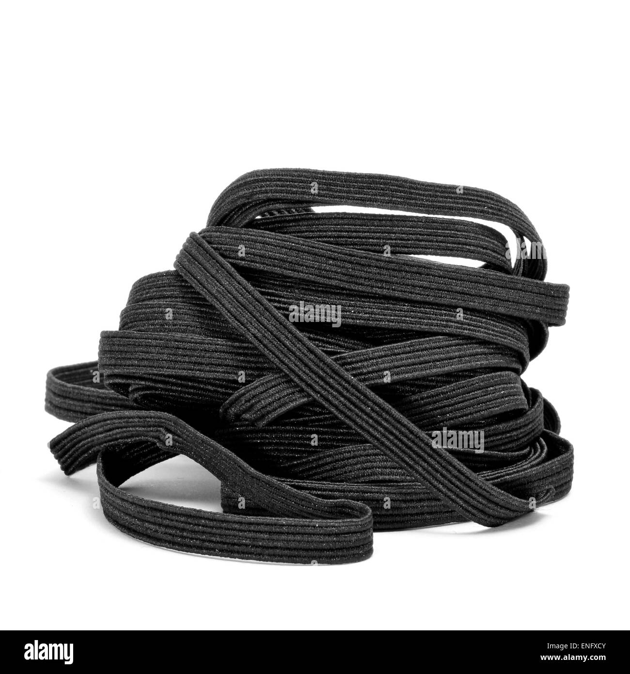 black sewing elastic band on a white background Stock Photo - Alamy