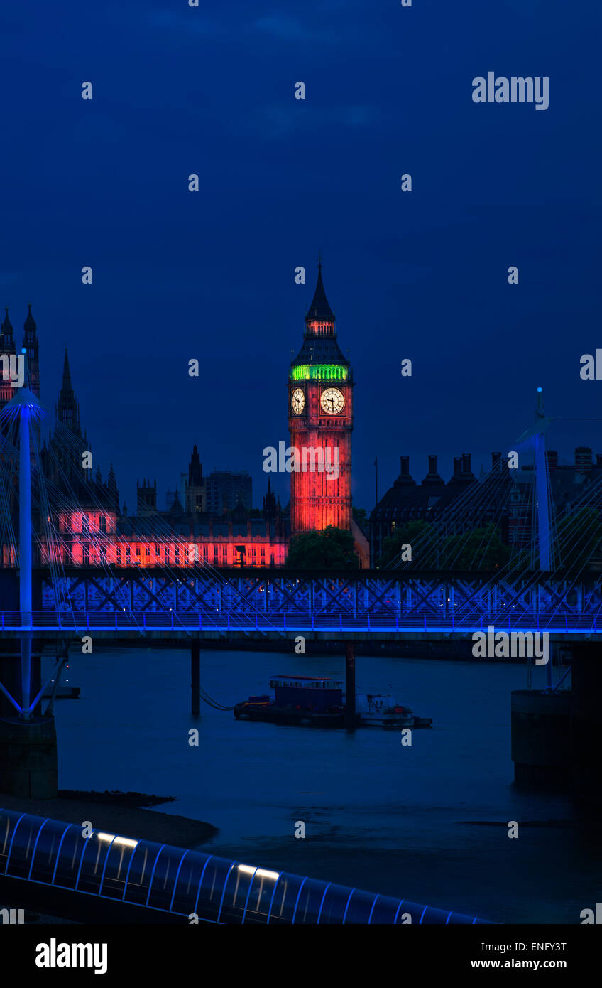 night shot in london of house of parliamentcityscape Stock Photo