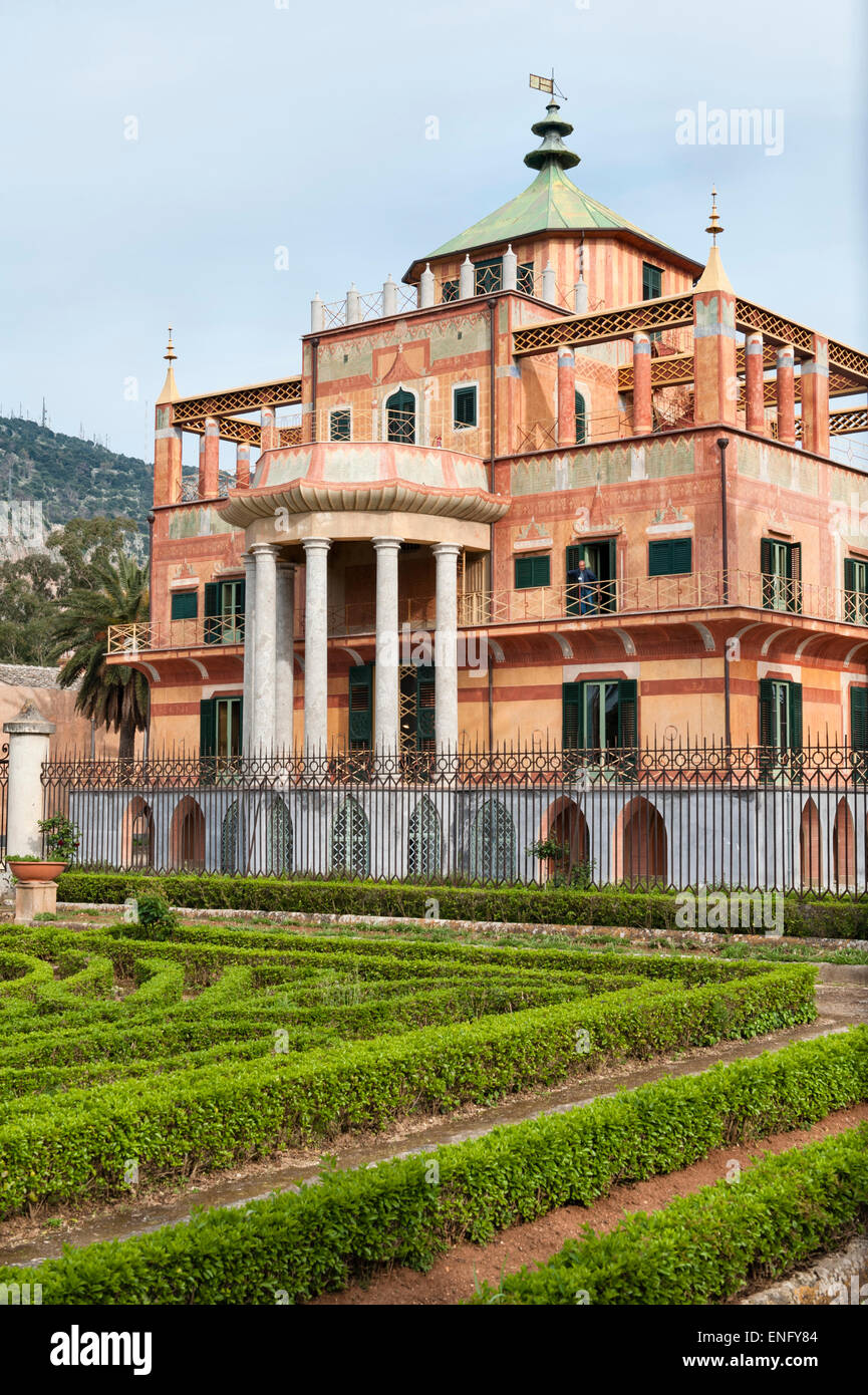 The Palazzina Cinese in the Parco della Favorita, Palermo, Sicily. Built in the 'Chinese' style in 1799, the palace belonged to the ruling Bourbons Stock Photo