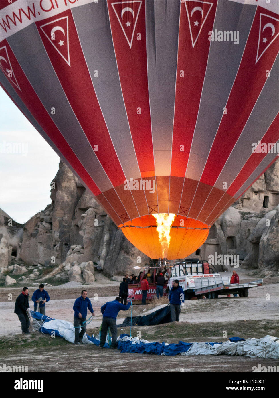 preparing a baloon in cappadocia, turkey Stock Photo