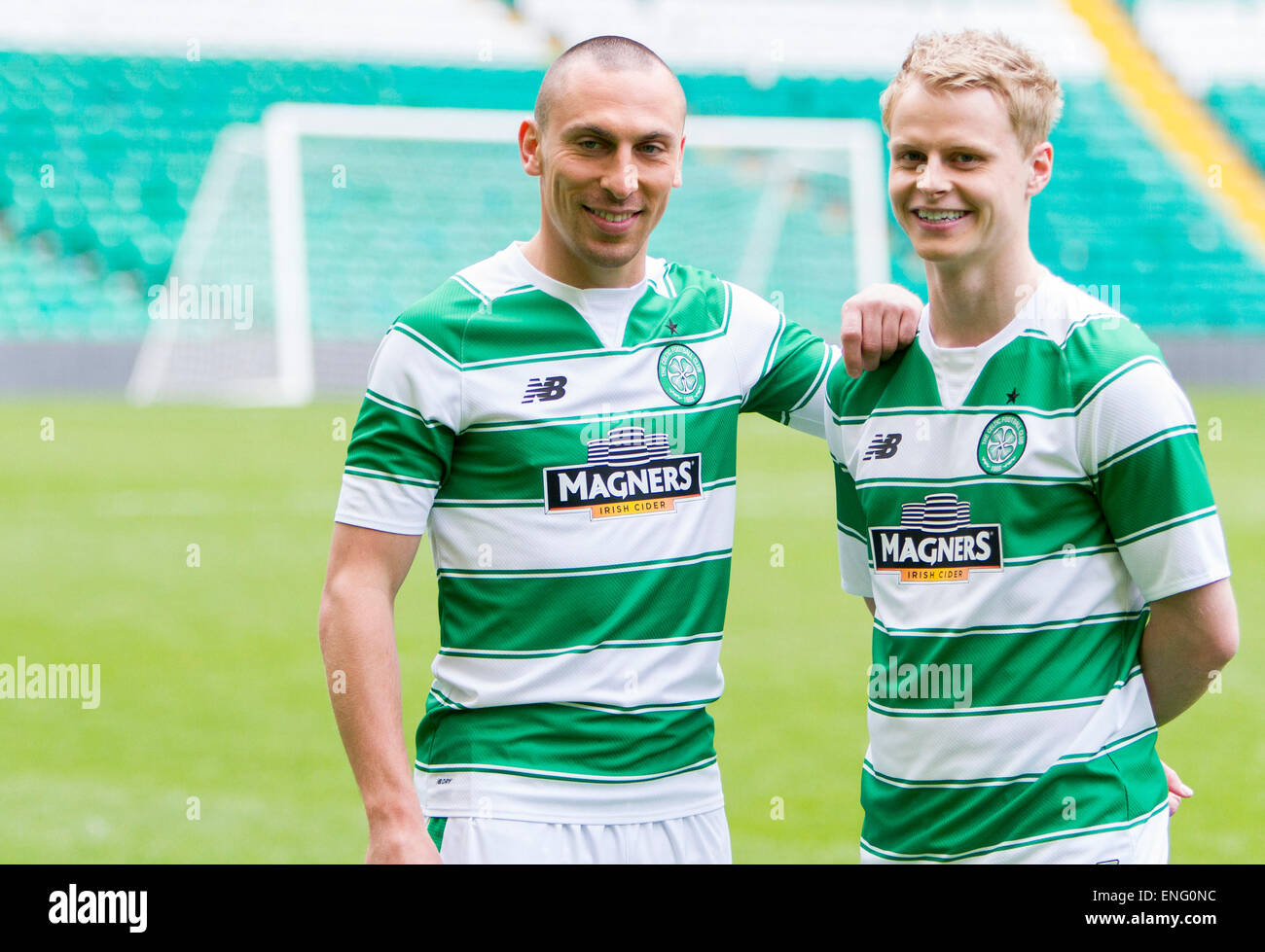Glasgow, Scotland. 04th May, 2015. Celtic launch New Balance kit for  2015-16 shown with Scott Brown and Gary Mackay-Steven Credit: Action Plus  Sports/Alamy Live News Stock Photo - Alamy