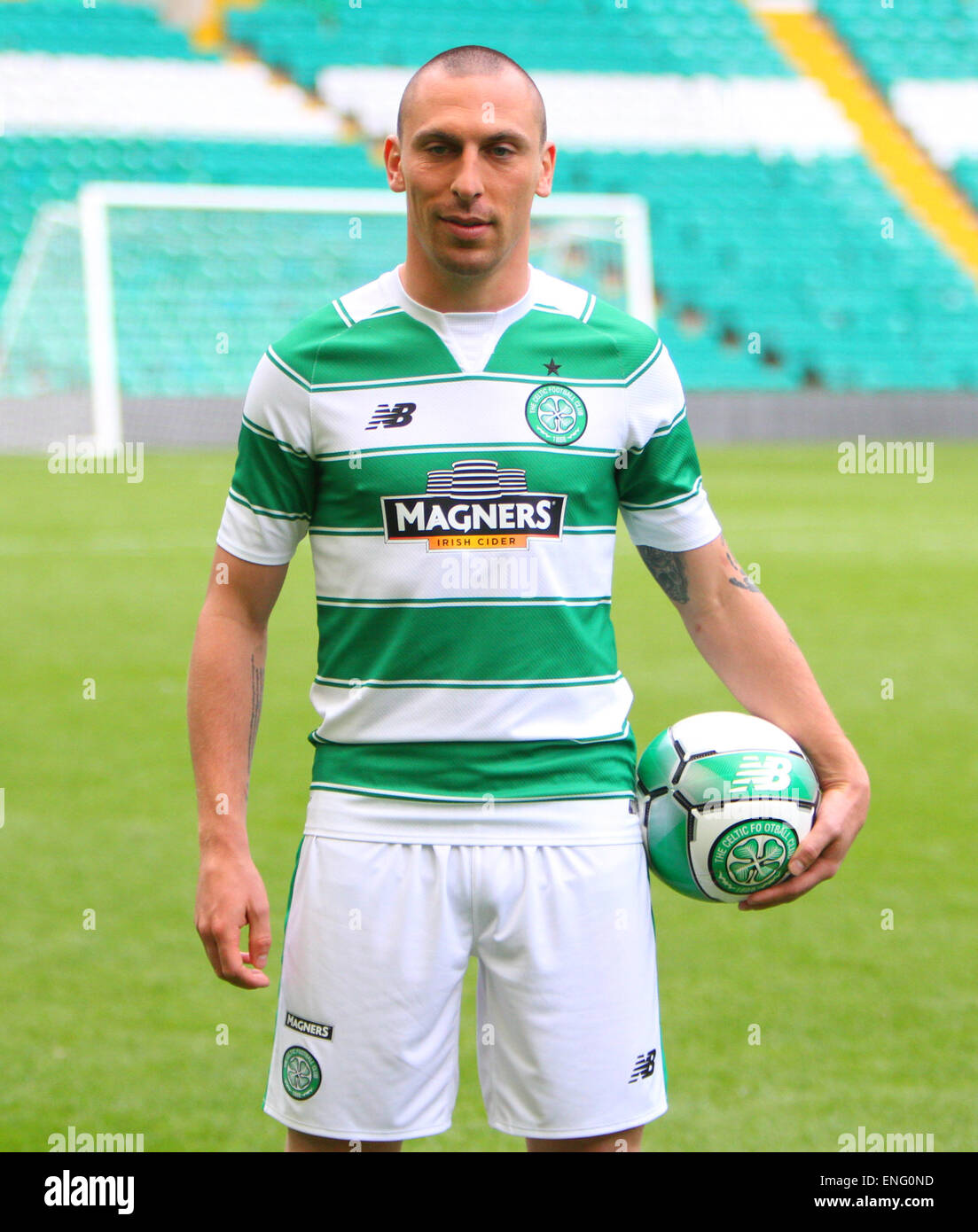 Glasgow, 04th May, 2015. Celtic launch New Balance kit for 2015-16 shown with Scott Brown Credit: Action Plus Sports/Alamy Live News Stock Photo - Alamy