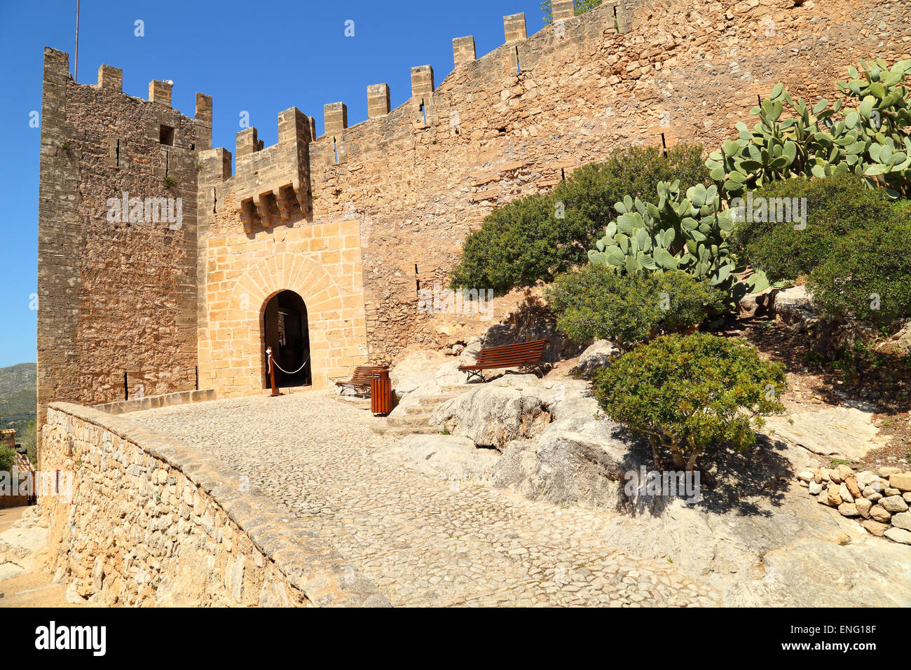 The walled fortress Castell de Capdepera, Mallorca, Spain. RI-51-0008396 Stock Photo