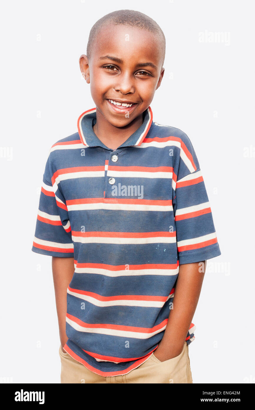 Close up of smiling black boy Stock Photo