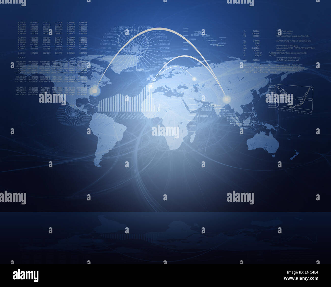 Abstract blue background with world map Stock Photo - Alamy