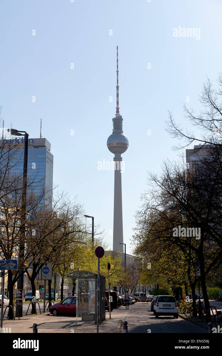 The Fernsehturm television tower  in Germany´s Capital City Berlin Stock Photo