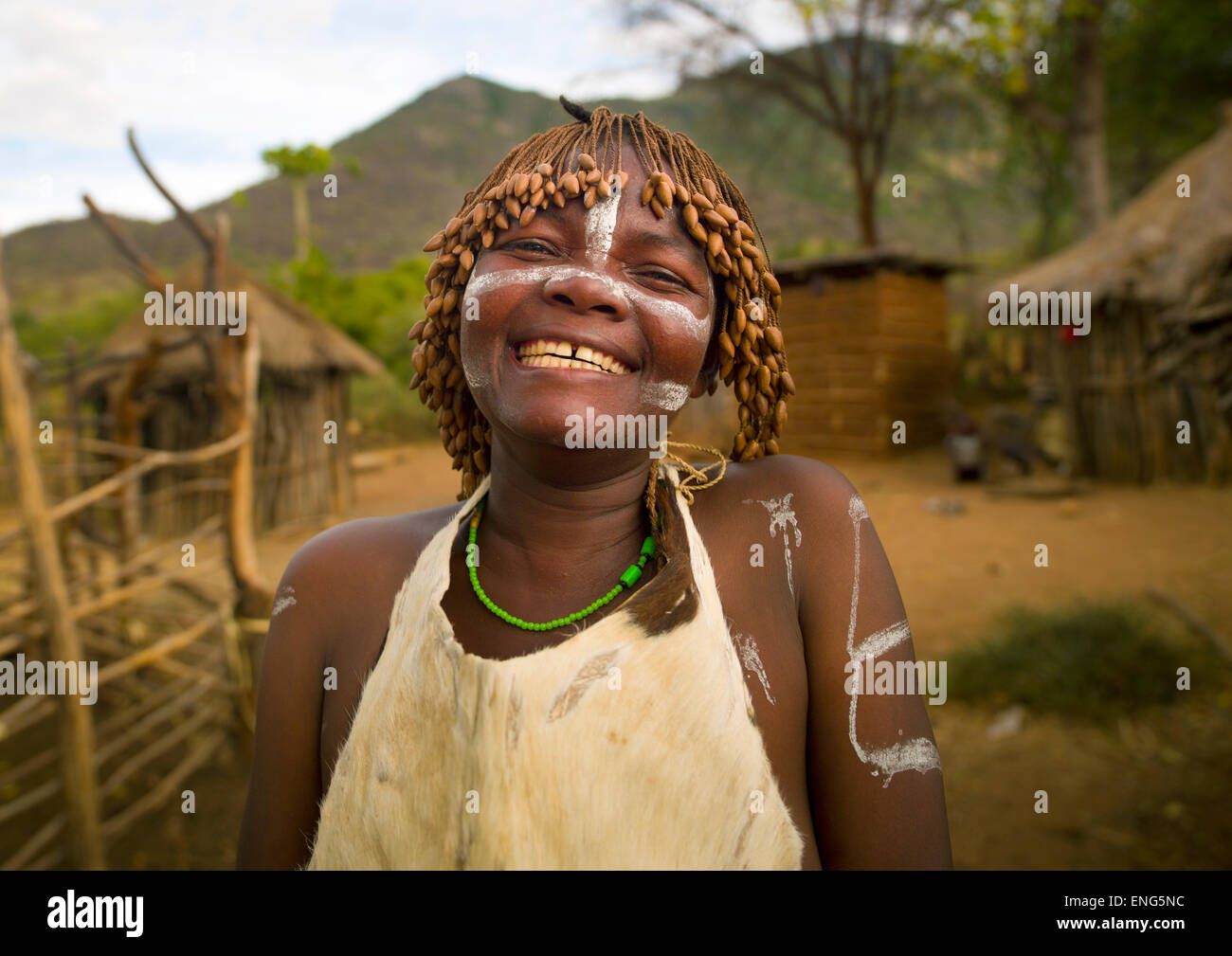Tharaka Woman Wearing A Traditional Wig, Nairobi County, Mount Kenya, Kenya Stock Photo