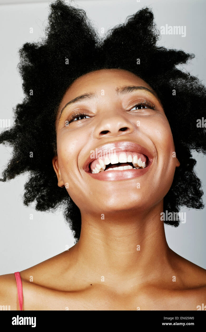 Close up of smiling black woman Stock Photo