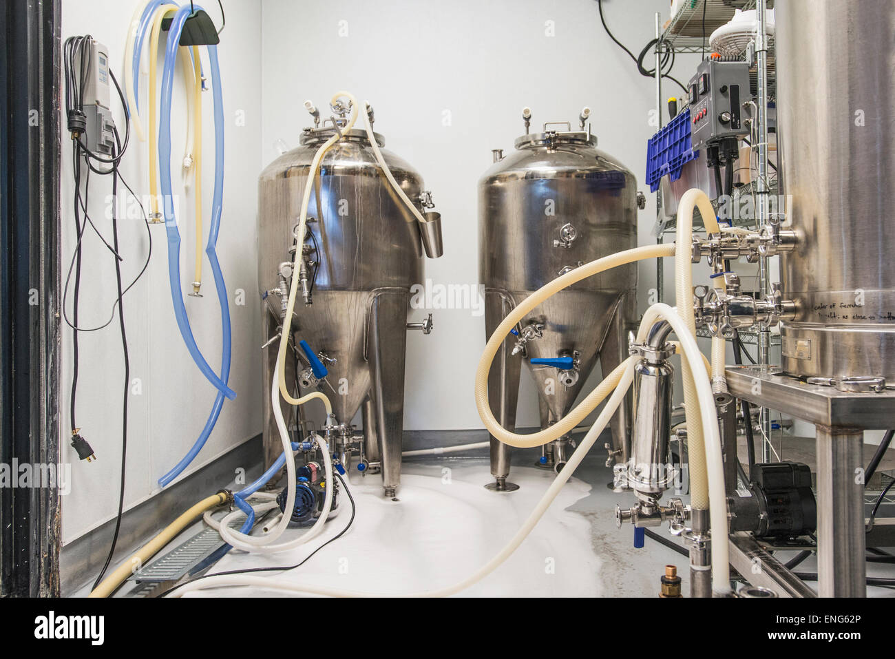 Beer brewing tanks in brewery Stock Photo Alamy