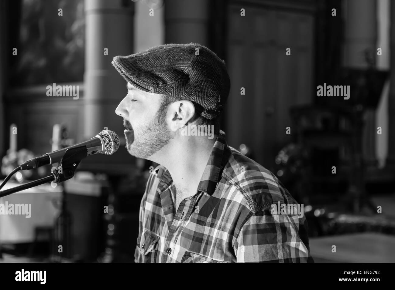 American songwriter Matt Simons during concert in the ParadijsKerk, Rotterdam, the Netherlands. Stock Photo