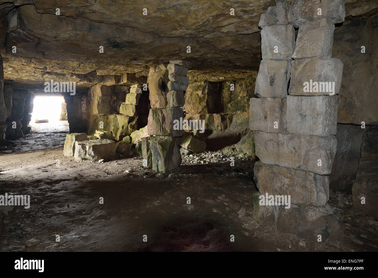 Inside Western Winspit Quarry Caves, Isle of Purbeck, Dorset User to