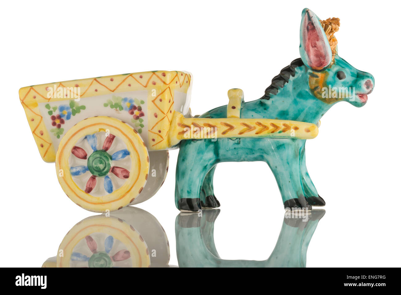 China Donkey and Cart ornament. Portuguese souvenir. Stock Photo