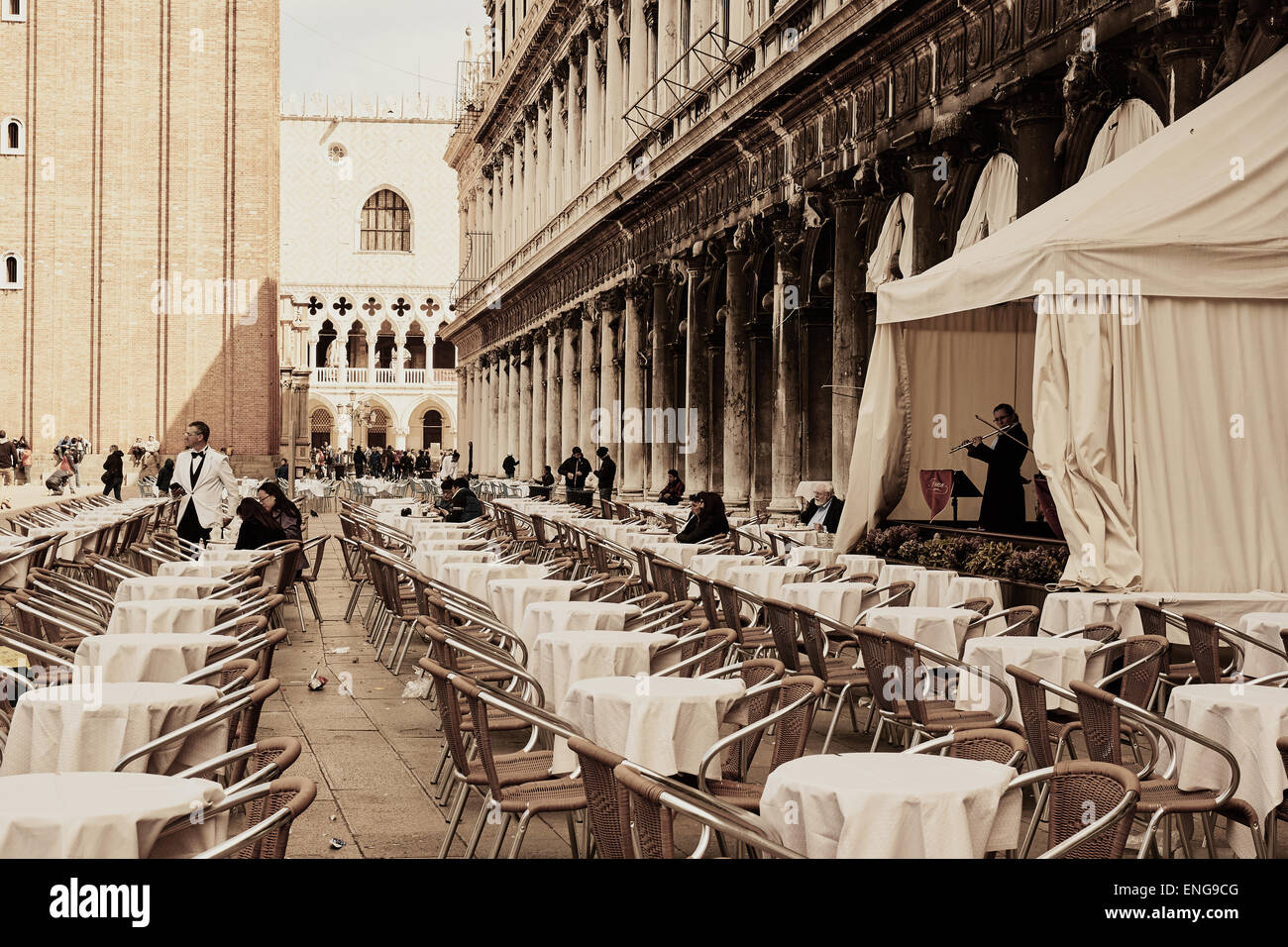 Cafe culture Piazza San Marco Venice Veneto Italy Europe Stock Photo