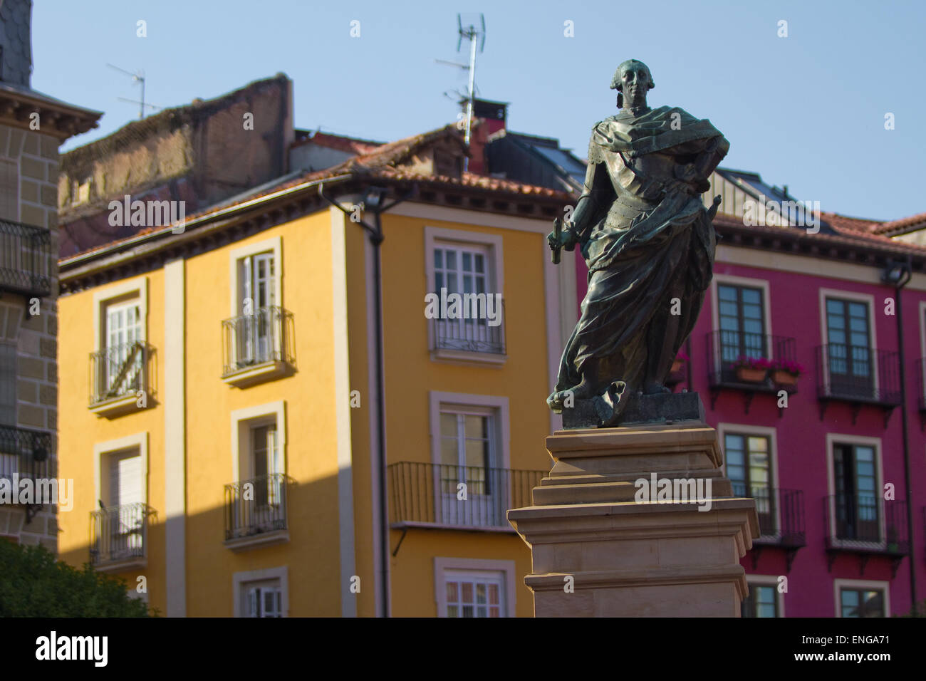 Monument to Carlos III in Plaza Mayor (Mayor Square) of Burgos, Castilla y Leon. Spain Stock Photo