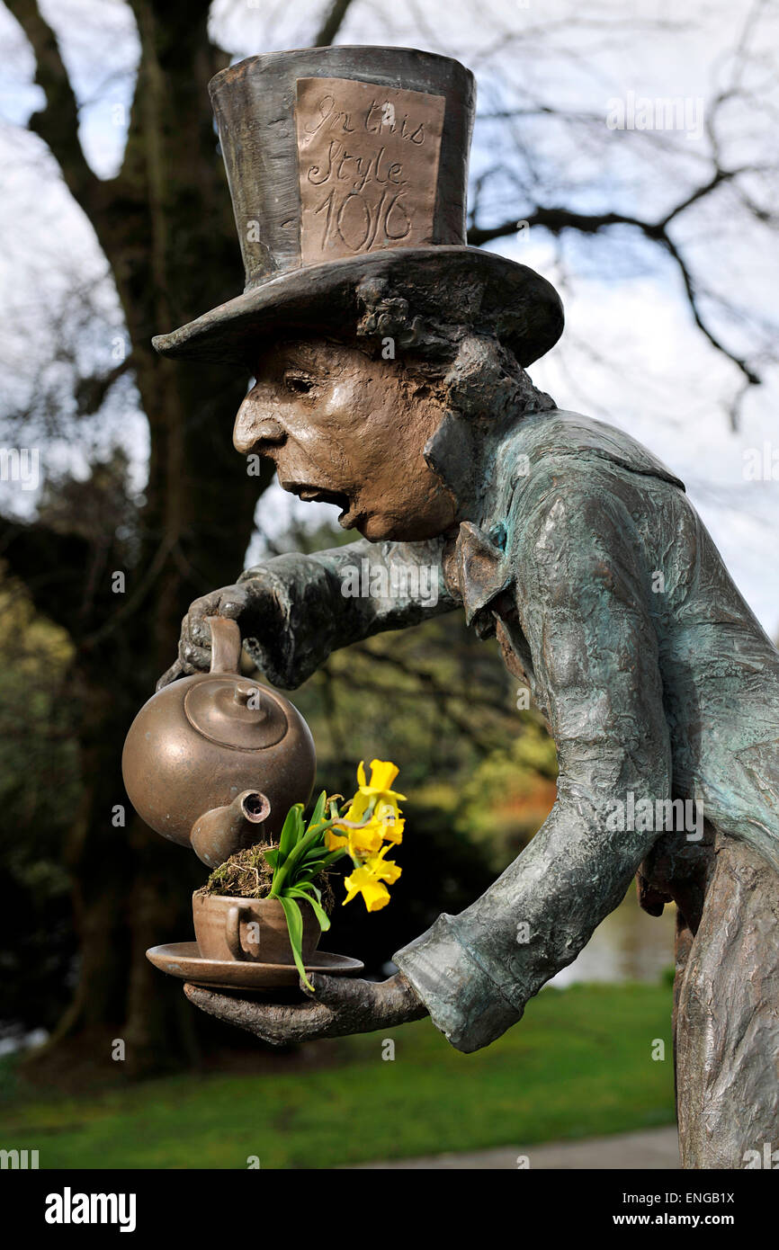 Mad Hatter, Alice in Wonderland figure in Kilver Court Gardens, Shepton
