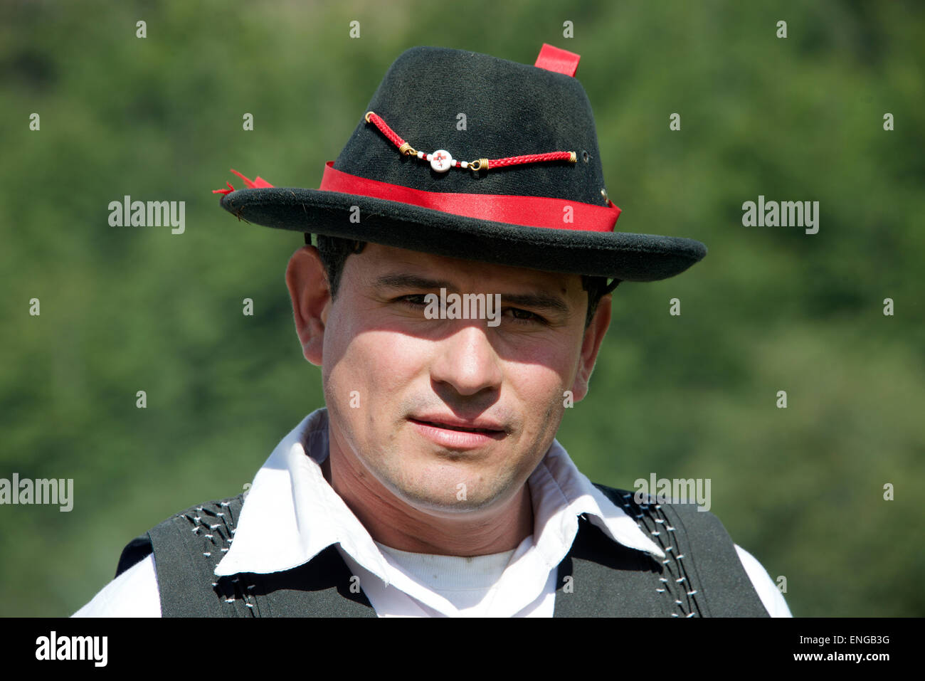 Portrait of gaucho wearing a traditional hat country rodeo Tierra del Fuego Argentina Stock Photo