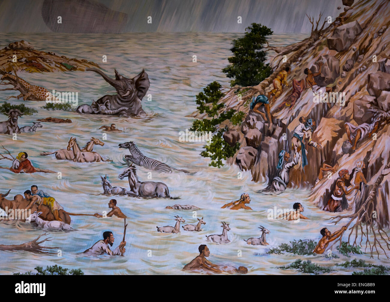 A Mural In The Catholic Church Telling The Bible, Marsabit District