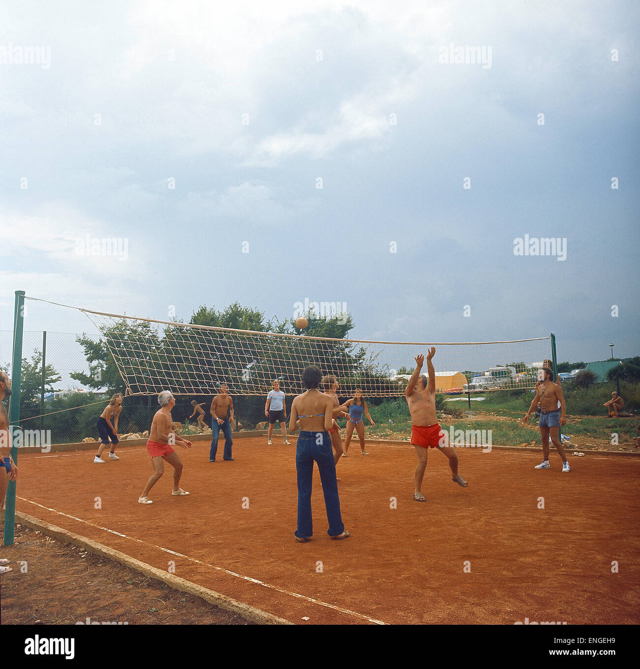 Jugoslawien, Istrien, Istrien, Sportler beim Volleyball Stock Photo