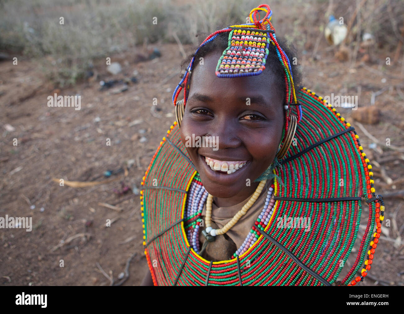 A Pokot Girl Wears Large Necklaces Made From The Stems Of Sedge Grass ...