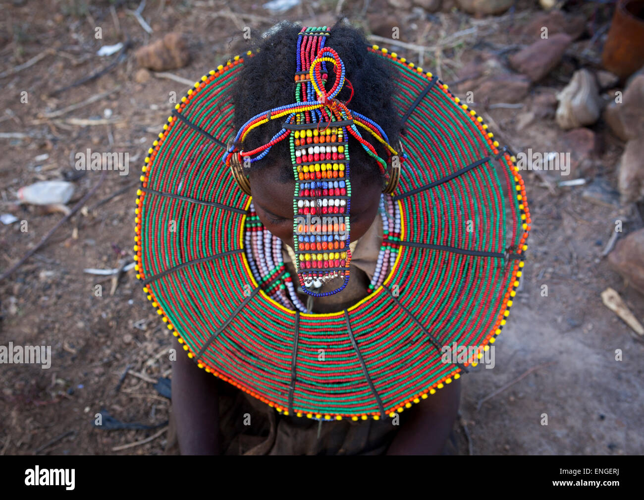 A Pokot Woman Wears Large Necklaces Made From The Stems Of Sedge Grass ...