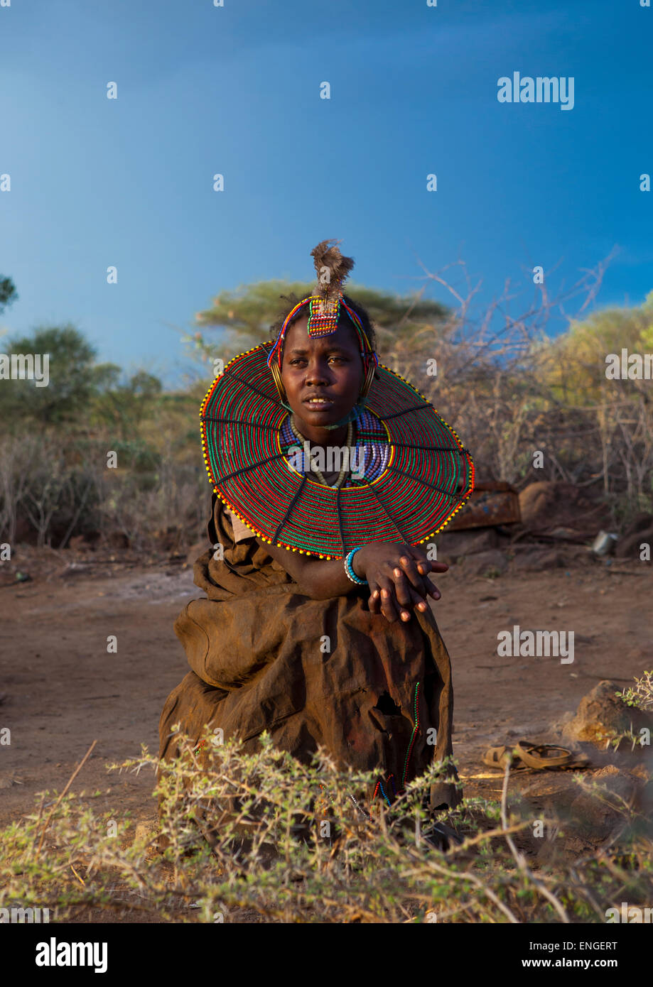 A Pokot Girl Wears Large Necklaces Made From The Stems Of Sedge Grass ...
