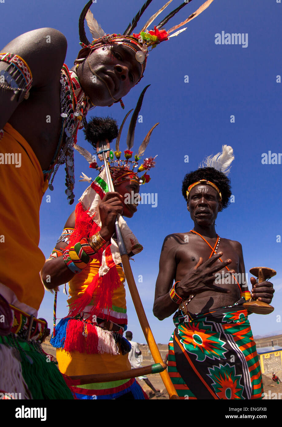 Turkana Tribesmen, Turkana Lake, Loiyangalani, Kenya Stock Photo