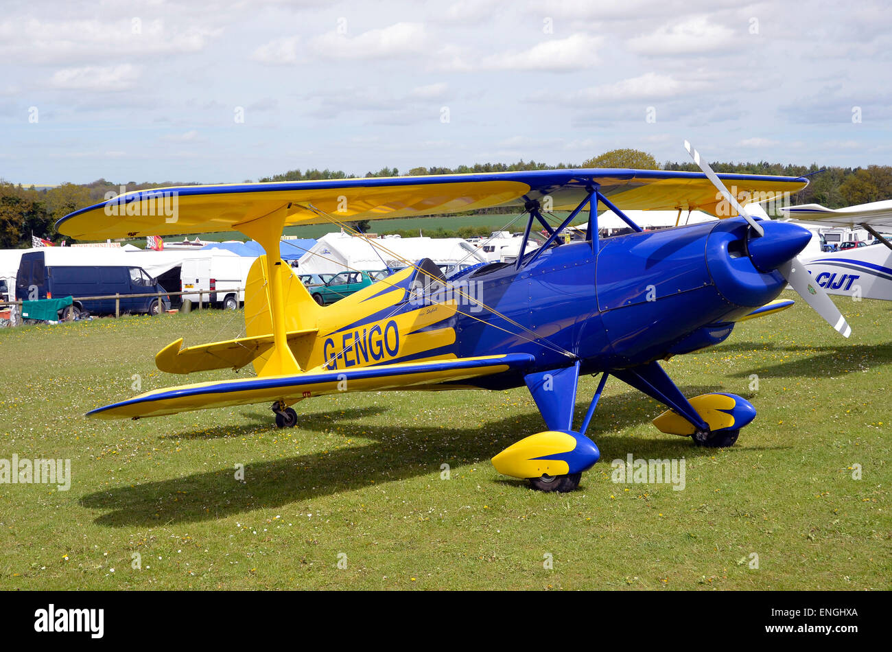 The Steen Skybolt is an American homebuilt aerobatic biplane. Designed by  Lamar Steen. G-ENGO at Popham Airfield, May 2015 Stock Photo - Alamy
