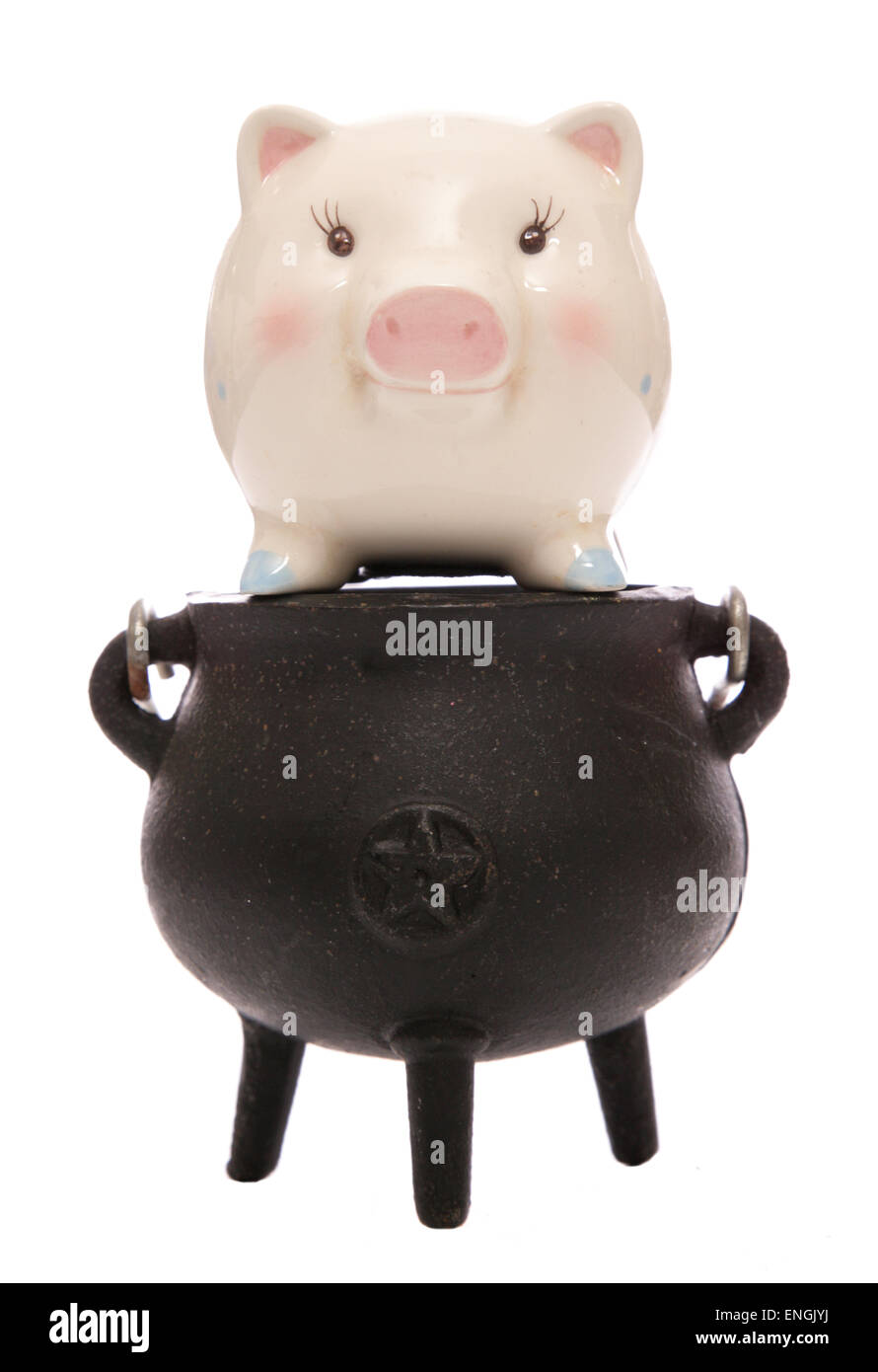 cooking the books piggy bank cutout Stock Photo
