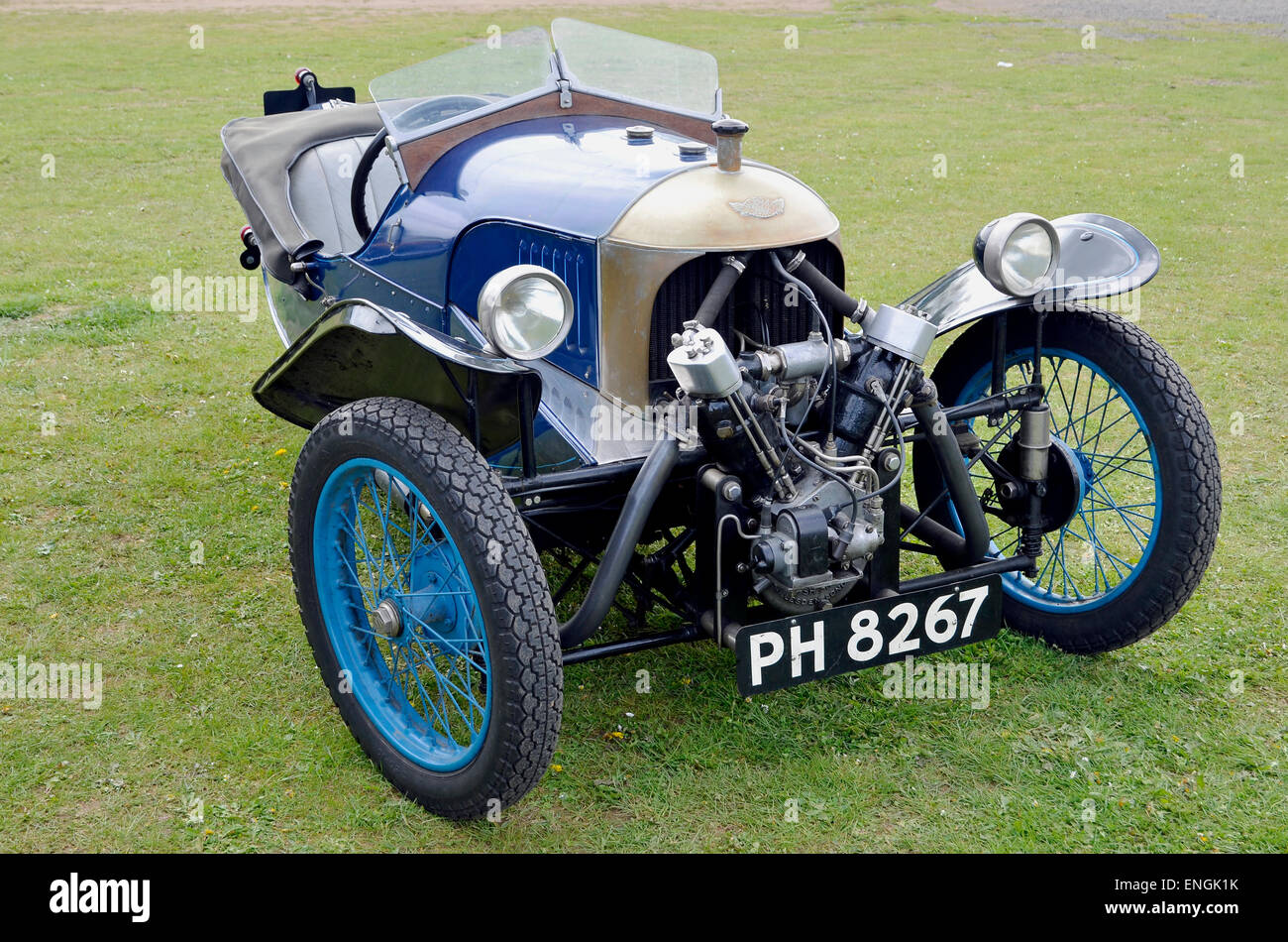 Morgan Aero V-twin three-wheeler sports car from the 1920's and 1930's. This example has a JAP engine. Stock Photo