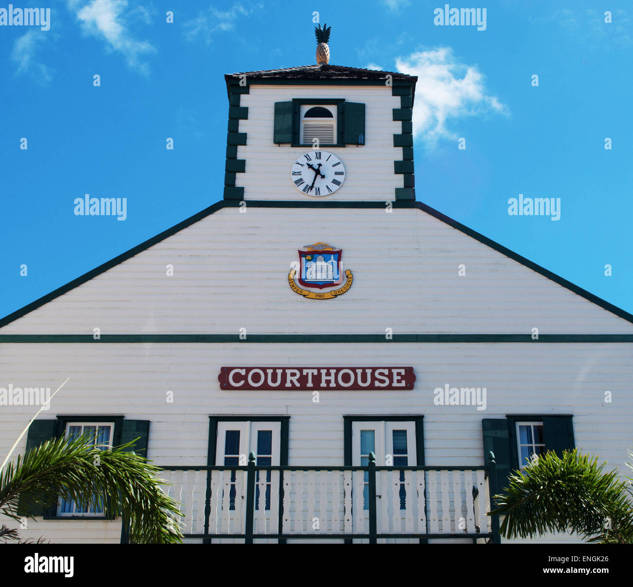St Martin, Sint Maarten, Netherlands Antilles, Caribbean: the historic Philipsburg Courthouse on Front Street, in the center of the Dutch city Stock Photo