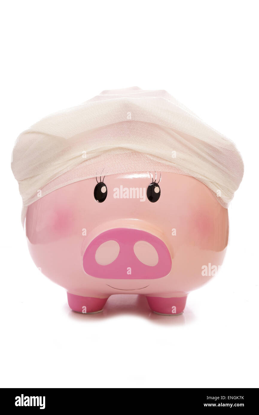 Health insurance piggy bank cutout Stock Photo