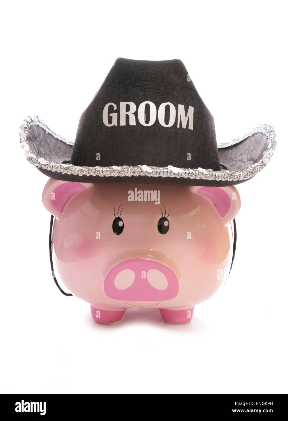 saving money on a stag party piggy bank cutout Stock Photo