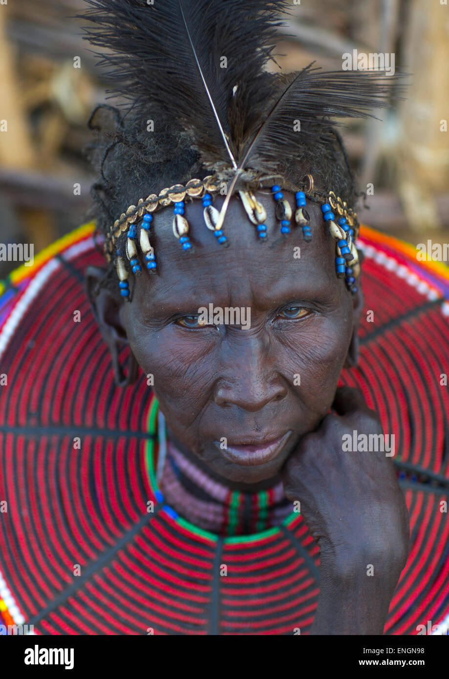 A Pokot Woman Wears Large Necklaces Made From The Stems Of Sedge Grass ...
