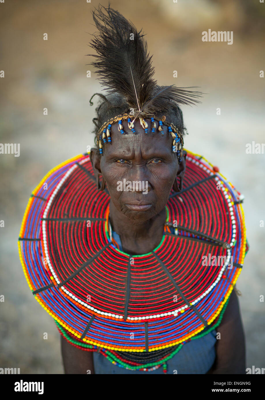 A Pokot Woman Wears Large Necklaces Made From The Stems Of Sedge Grass ...