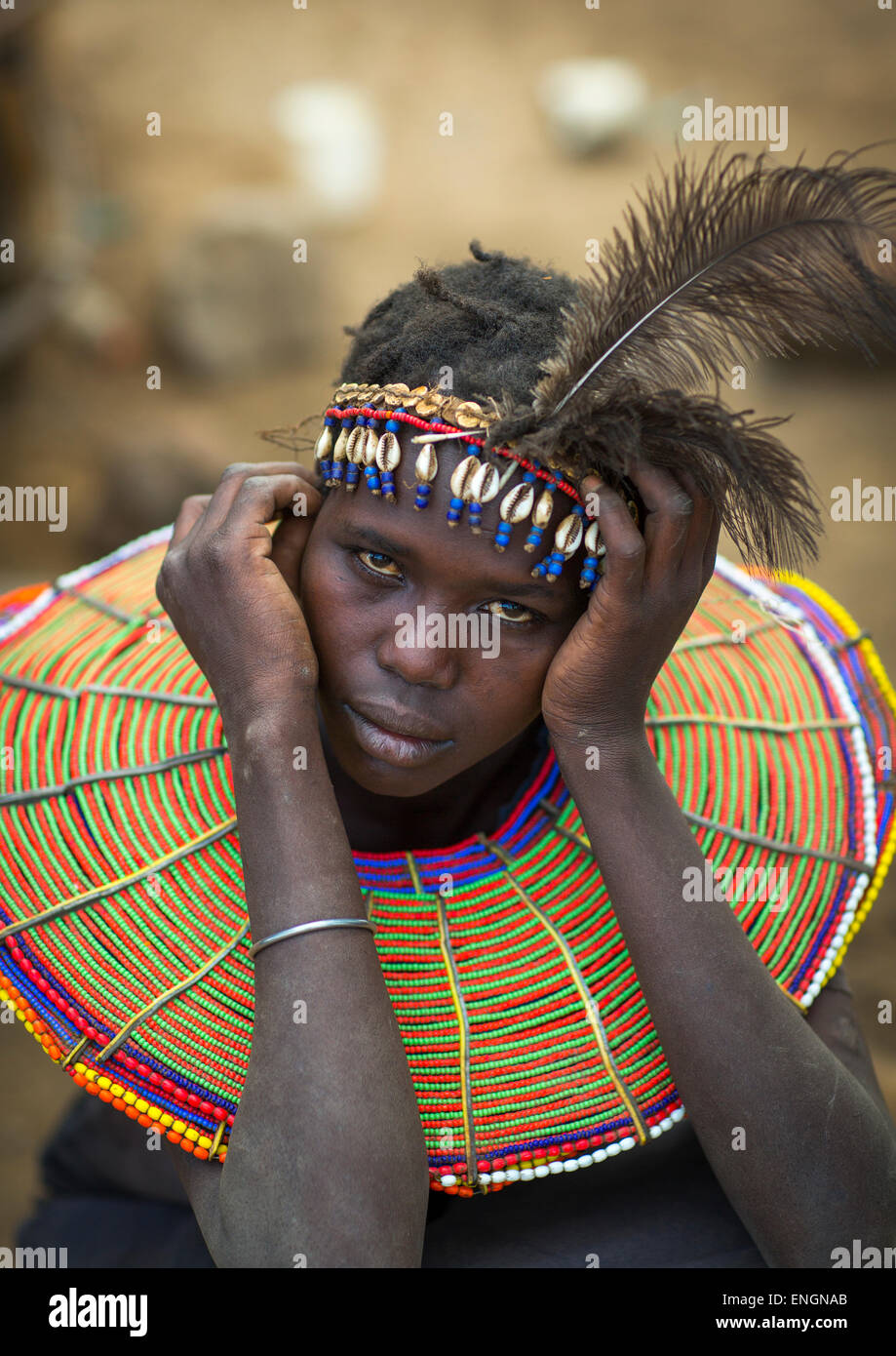 A Pokot Woman Wears Large Necklaces Made From The Stems Of Sedge Grass ...