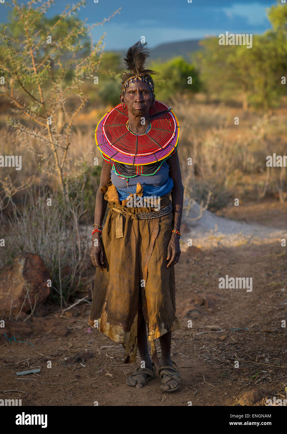 A Pokot Woman Wears Large Necklaces Made From The Stems Of Sedge Grass ...
