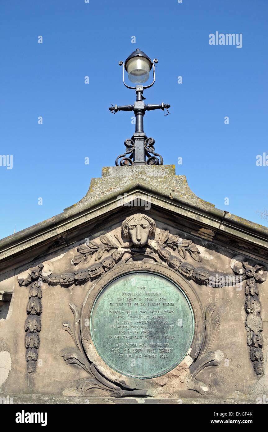 Information plaque and sculpture detail on the English Bridge across ...