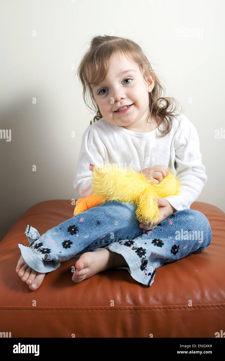 Girl with Her Teddy Bear Stock Photo