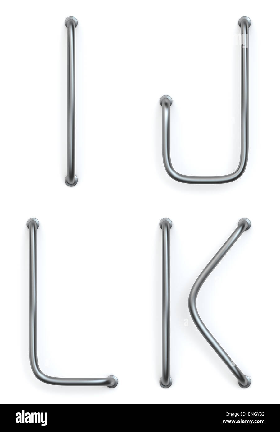 3D rendering of the letters  I,J,L,K Stock Photo