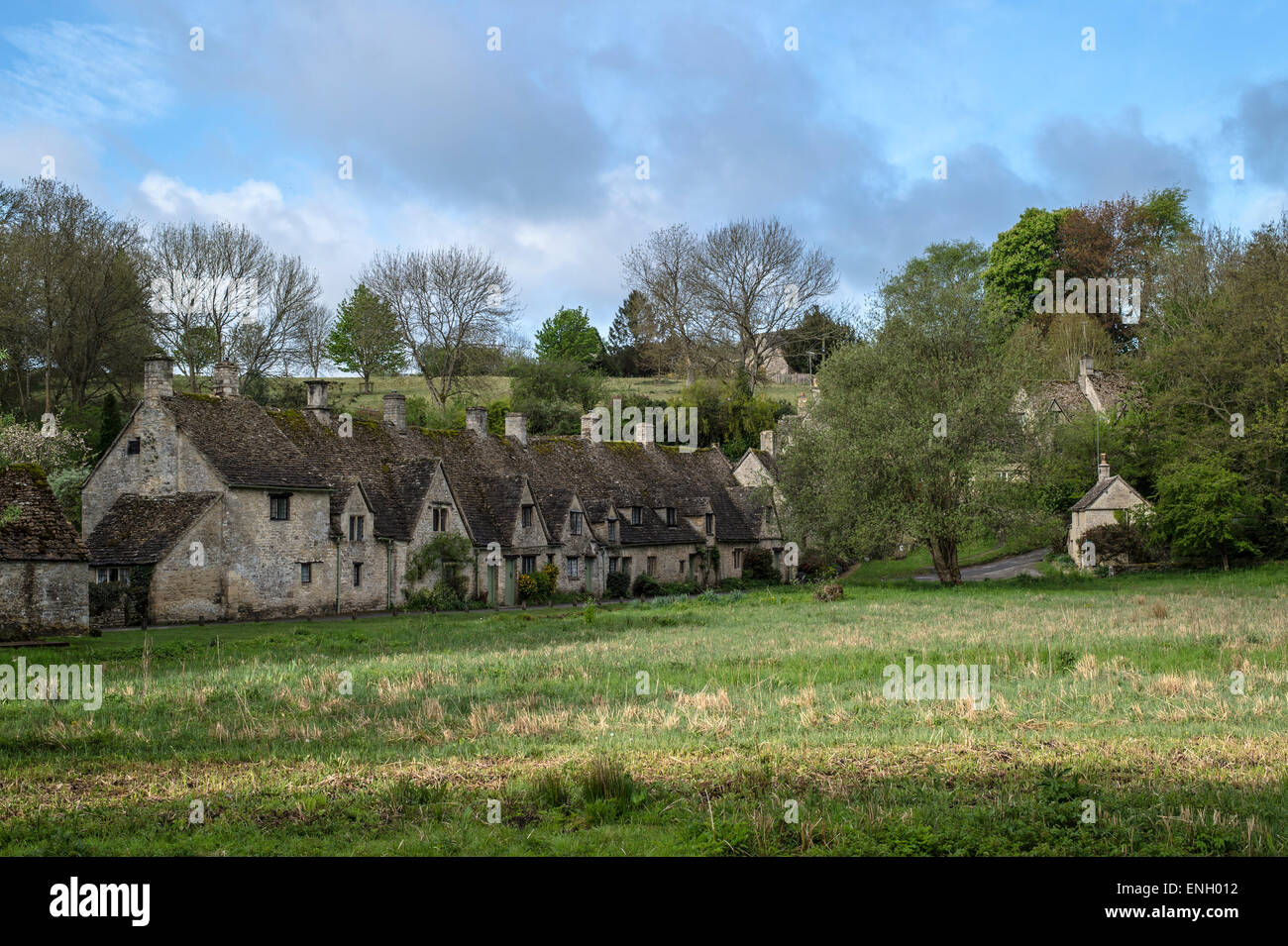 World Famous Arlington Row In The Cotswold Village Called Bibury. Stock Photo
