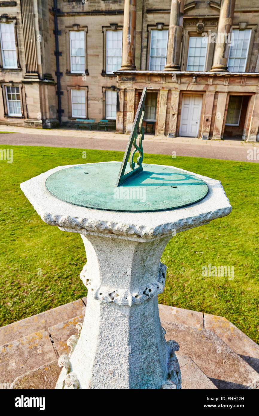 Old sundial in front of the house at Calke Abbey, Derbyshire, England, UK. Stock Photo